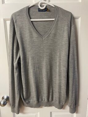 Polo Ralph Lauren Golf grey wool blend light V neck sweater men’s size XXL